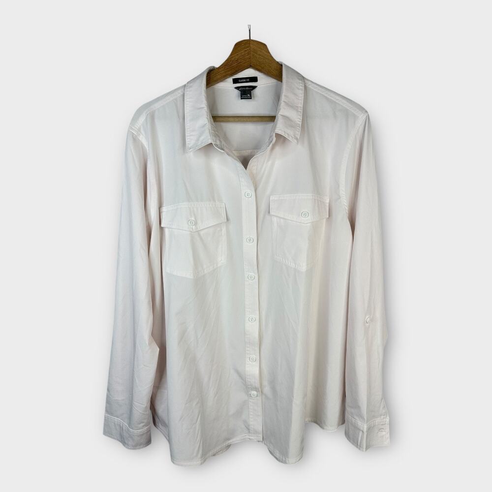 Eddie Bauer Womens size XXL Departure 2.0 Long-Sleeve Shirt Light Pink UPF50+